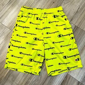 LIKE NEW: Neon Green/Black Champion Youth Shorts - All Over Print (14/16)